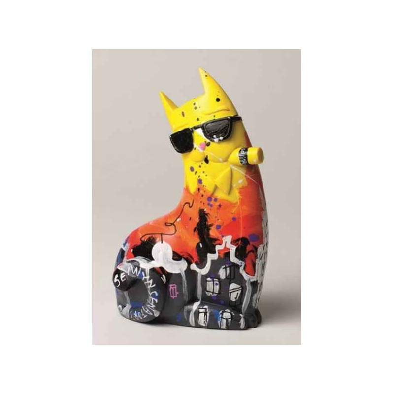 Animaux-Bois-Animaux-Bronzes.com propose Bruno, big city Chat jaune de selwyn senatori -ST00614