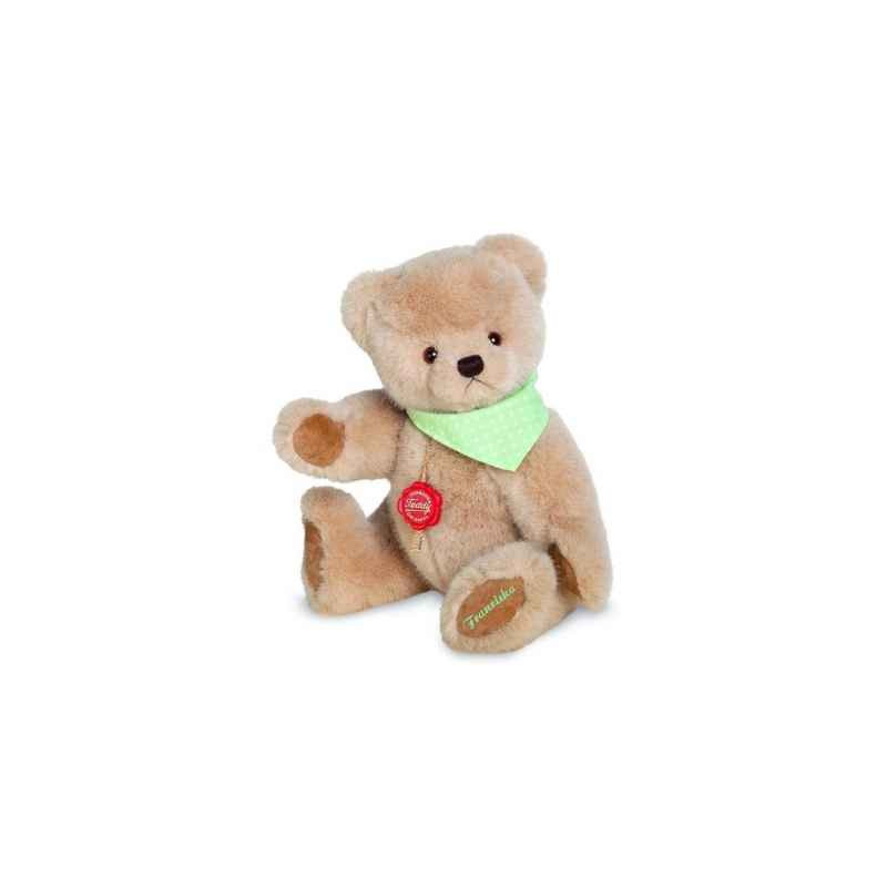 Animaux-Bois-Animaux-Bronzes propose Peluche ours teddy original tissu vert avec broderie 28 cm Hermann -18206 1