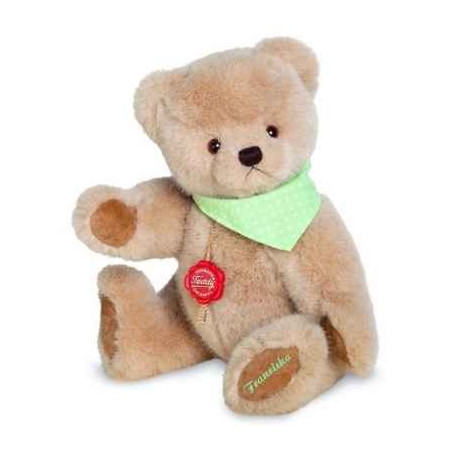 Animaux-Bois-Animaux-Bronzes propose Peluche ours teddy original tissu vert avec broderie 28 cm Hermann -18206 1