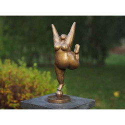 Décoration Statuette bronze personnage Statue en bronze grosse femme belle fleur  -an2344br-hp