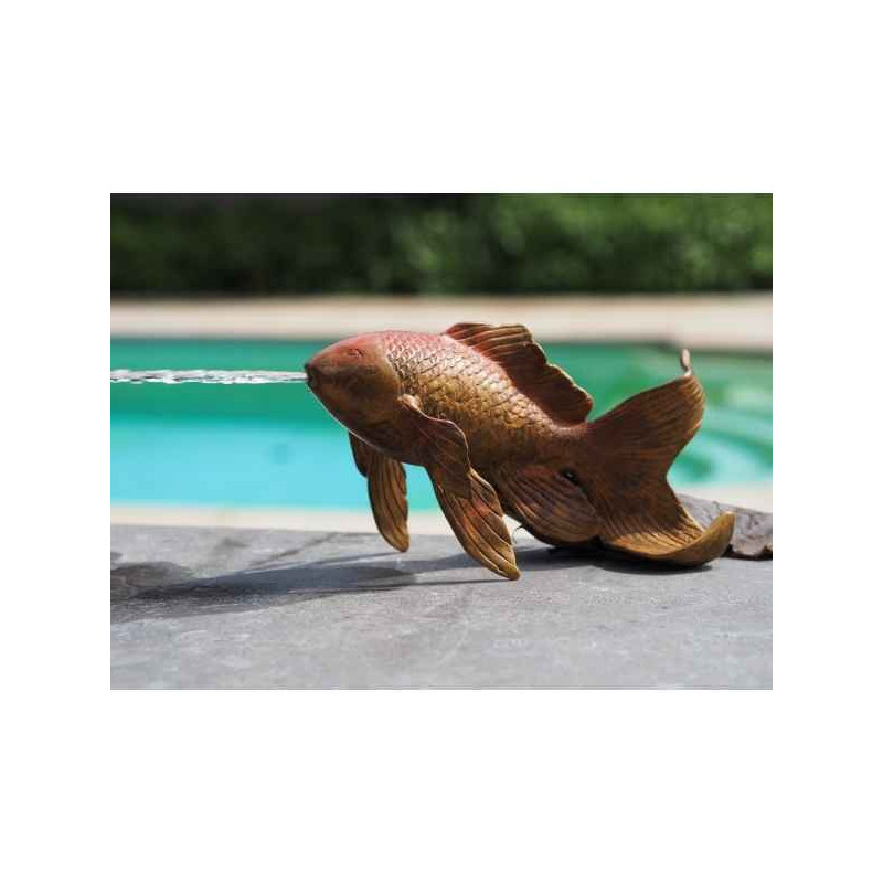 Statue en bronze poisson rouge fontaine thermobrass -an2242brw-hp-f