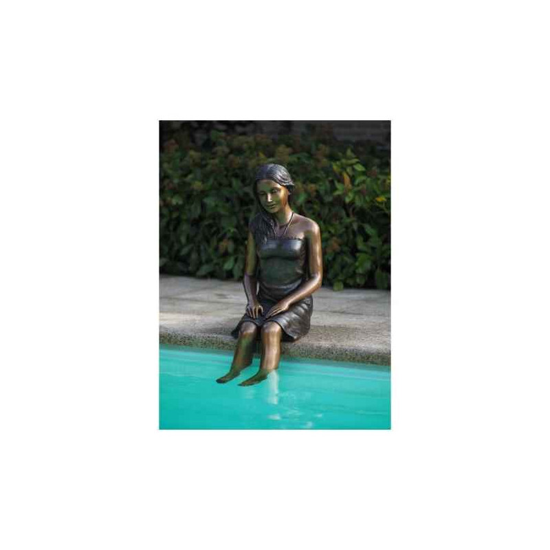 Décoration Statuette bronze personnage Statue en bronze fille assise  -b1296