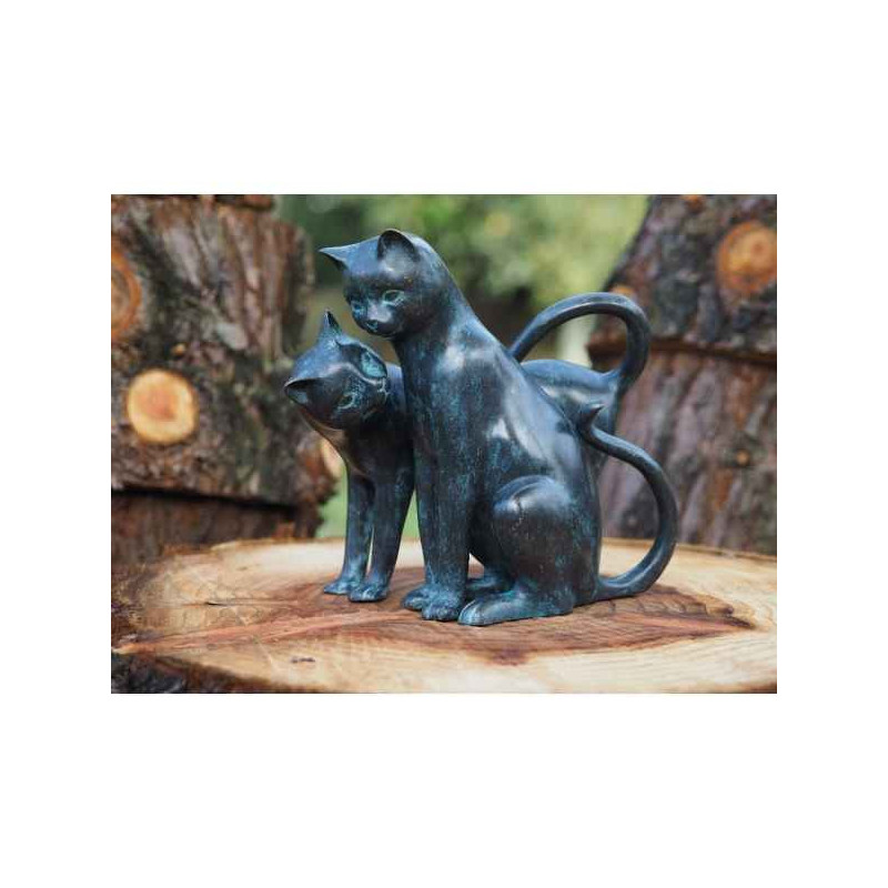 Statue en bronze 2 chats aimables thermobrass -an2350br-vi