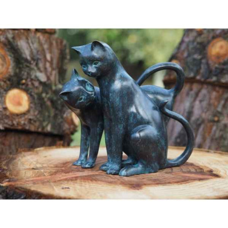 Statue en bronze 2 chats aimables thermobrass  -an2350br -vi