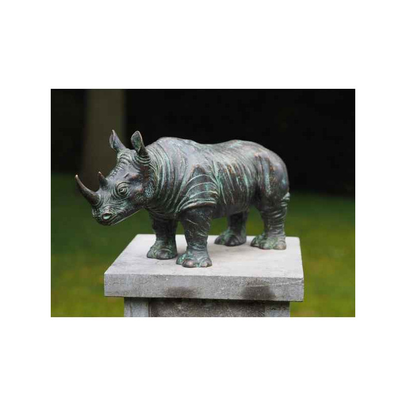 Statue en bronze rhinoceros thermobrass  -an0684brw -vi