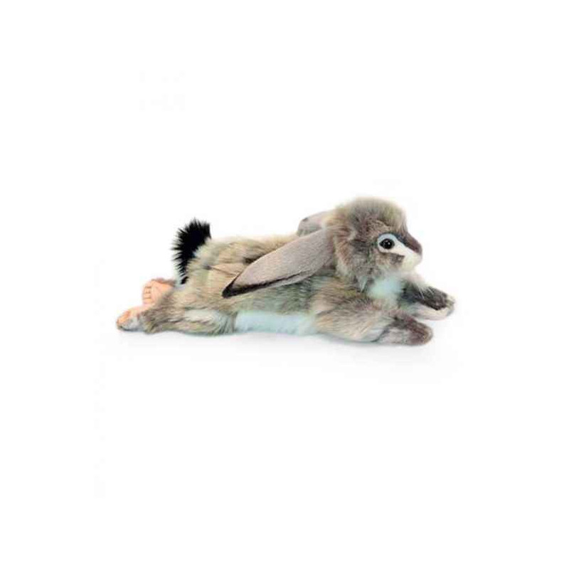 Animaux de la ferme Lapin gris couché 43cml peluche animalière -6522