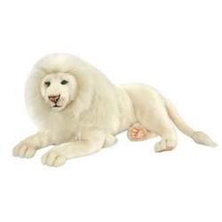 Félin Lion blanc couché 65cml peluche animalière -6364