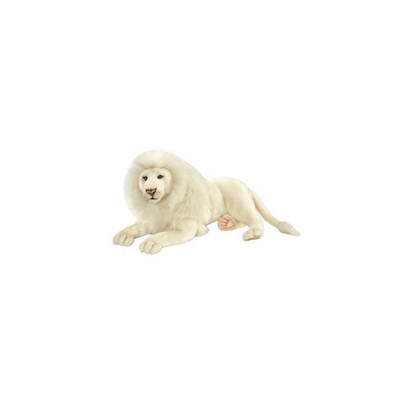 Félin Lion blanc couché 65cml peluche animalière -6364