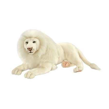 Félin Lion blanc couché 65cml peluche animalière -6364