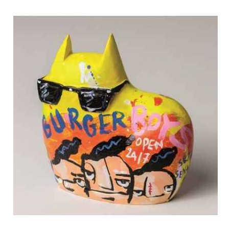Animaux-Bois-Animaux-Bronzes.com propose Nino, big city Chat jaune de selwyn senatori -ST00615