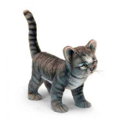 Animaux-Bois-Animaux-Bronzes.com propose Chat gris 4 pattes 30cml peluche animalière -6574
