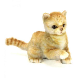 Félin Chaton tigré roux assis 18cmh/20cml peluche animalière -6492