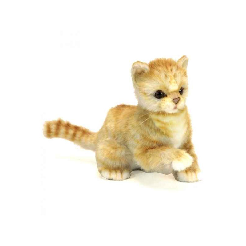 Félin Chaton tigré roux assis 18cmh/20cml peluche animalière -6492