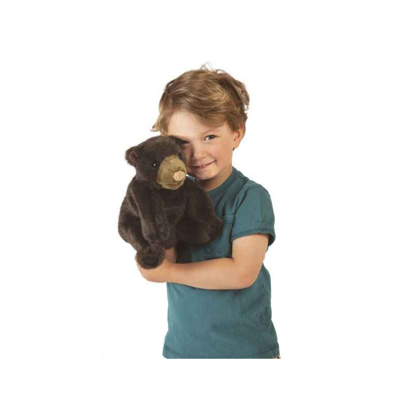 Animaux-Bois-Animaux-Bronzes propose Petit ours brun peluche marionnette 