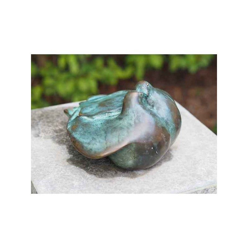 Sculpture 2 colombes en bronze thermobrass  -an0637br -v