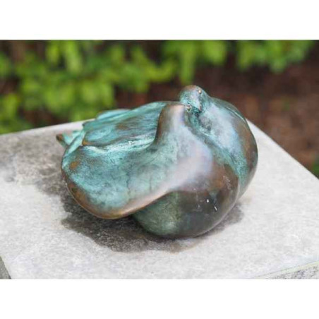 Sculpture 2 colombes en bronze thermobrass  -an0637br -v