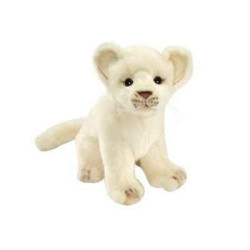 Félin Bébé lion blanc assis 18cm peluche animalière -7291