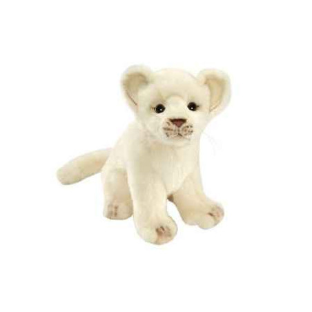 Félin Bébé lion blanc assis 18cm peluche animalière -7291