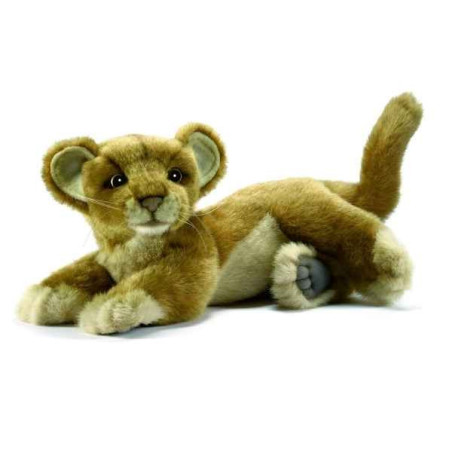 Félin Lionne bebe couchee 26cm peluche animalière 4994