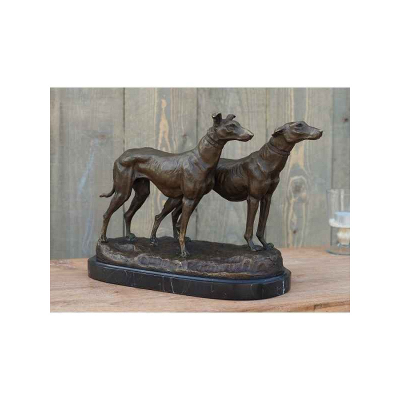 Statue en bronze paire de lévriers thermobrass -an1235br-b-2