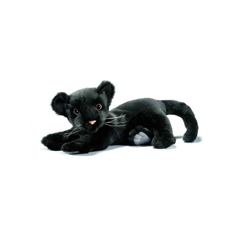 Félin Panthere noire bebe couchee 26cm peluche animalière 5330