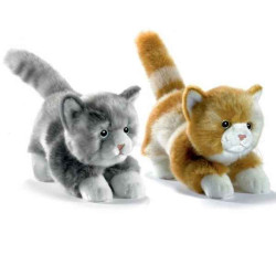 Animaux-Bois-Animaux-Bronzes.com propose Chaton joueur gris 20cml peluche animalière -1965