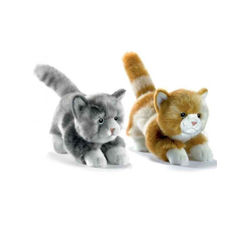 Animaux-Bois-Animaux-Bronzes.com propose Chaton joueur gris 20cml peluche animalière -1965