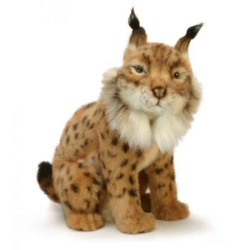 Animaux sauvage Lynx assis 28cmh peluche animalière -4861
