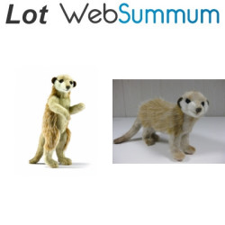 Animaux-Bois-Animaux-Bronzes propose Chien Lot 2 peluches animalières suricate et chien de prairie -LWS-414