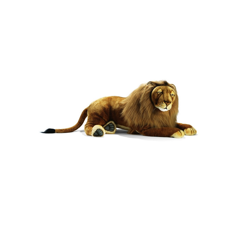 Félin Lion couché 100 cm peluche animalière -3952