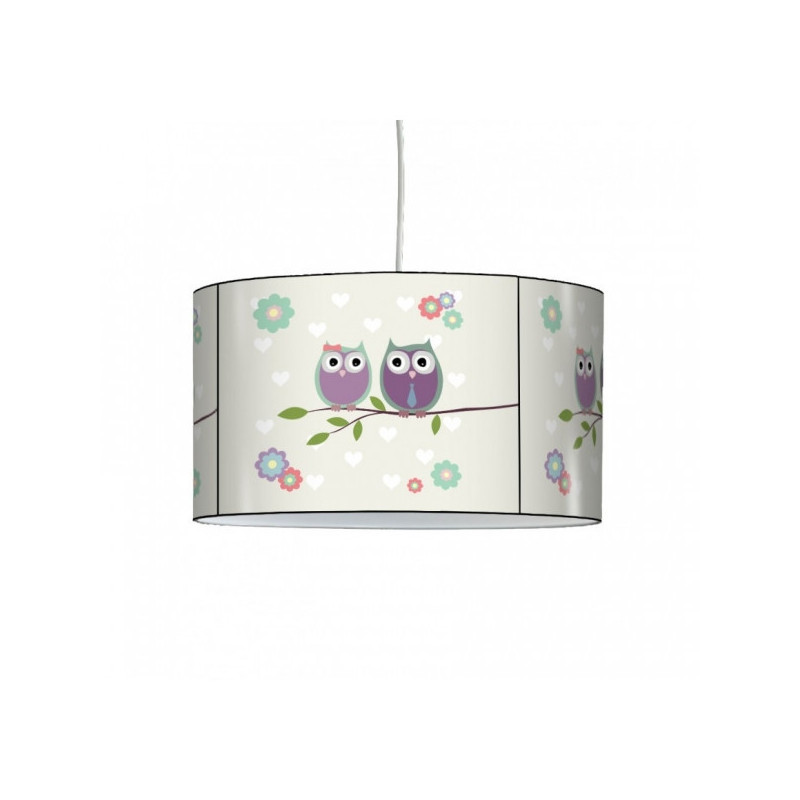 Décoration Luminaire Animaux Lampe suspension enfant couple de chouettes -EN1418SUS