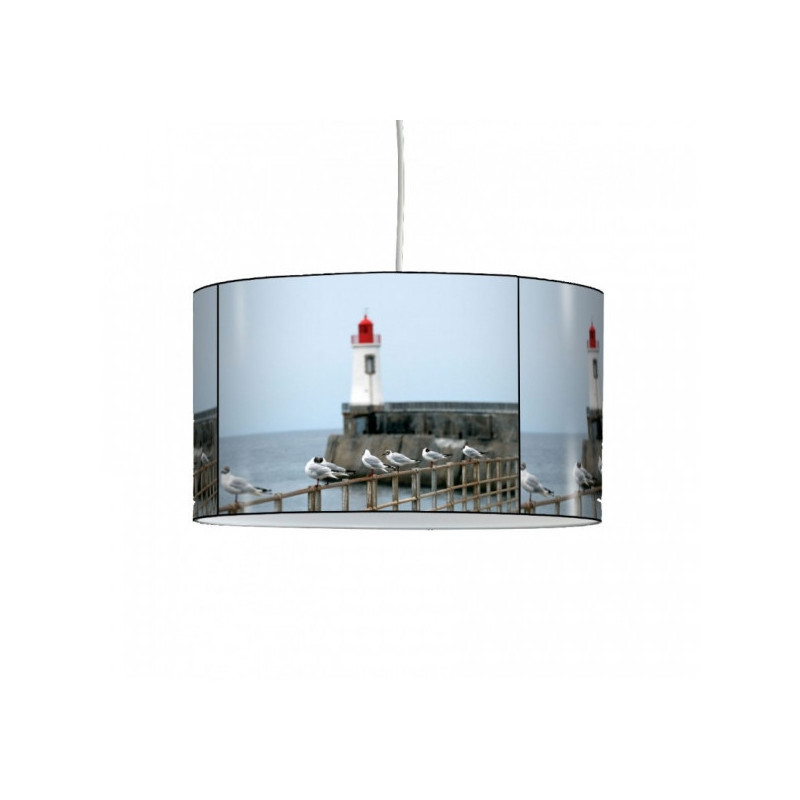Décoration Luminaire Animaux Lampe suspension marine phare et mouette -MA1201SUS