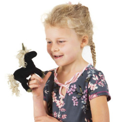Mini licorne noire marionnette à doigts Folkmanis thème Cheval