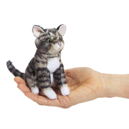 Animaux sauvage Mini chat tigré gris assis marionnette à doigts 