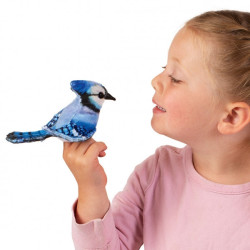 Décoration OiseauxOiseau mini geai bleu marionnette à doigts  Folkmanis