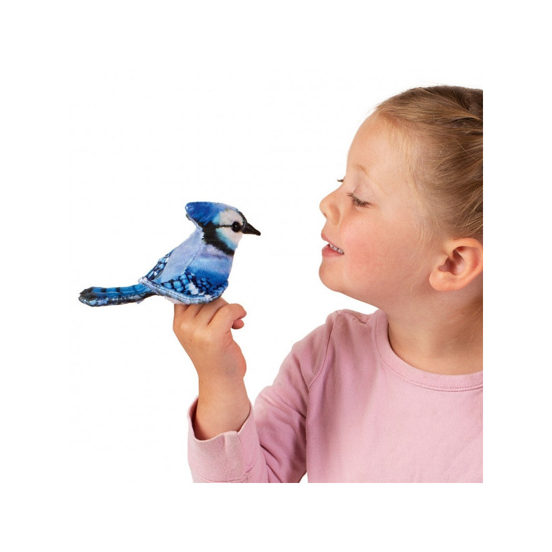 Décoration OiseauxOiseau mini geai bleu marionnette à doigts  Folkmanis