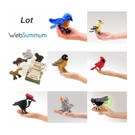 Animaux de la forêt Lot 11 marionnettes à doigts oiseaux, animaux de la forêt -LW