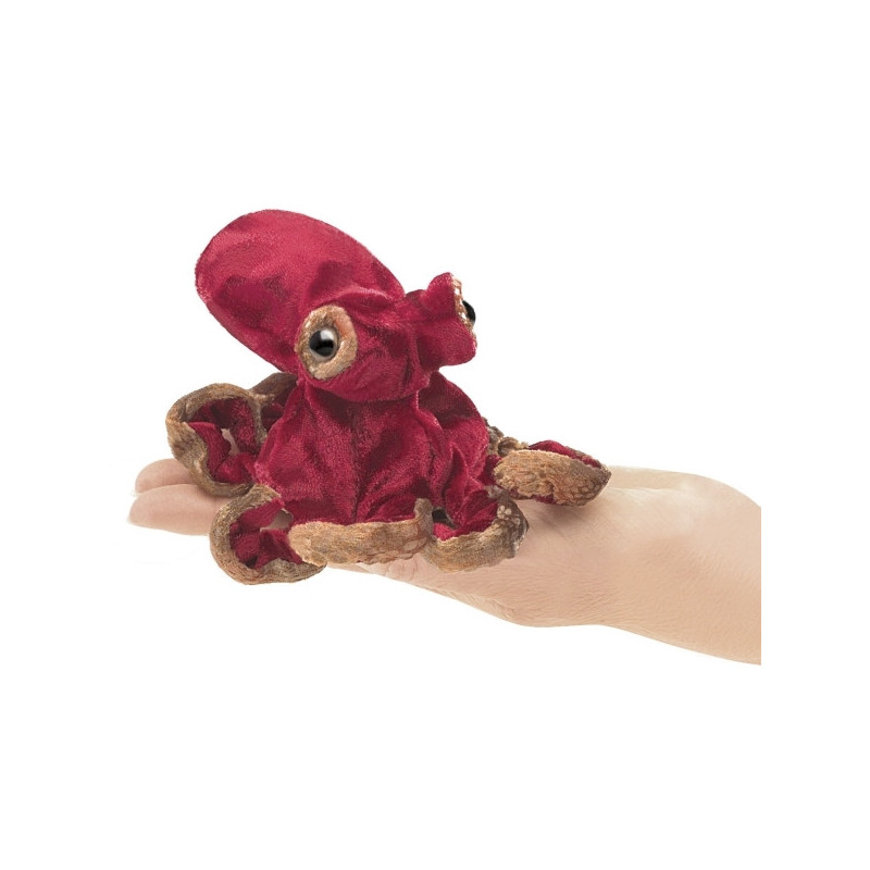 Marionnette à doigt mini pieuvre rouge peluche Folkmanis -2767