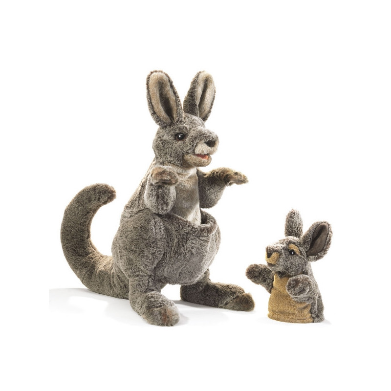 Animaux sauvage Kangourou avec son petit marionnette 