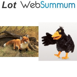 Animaux de la forêt Lot le corbeau et le renard marionnette à main ventriloque (2)