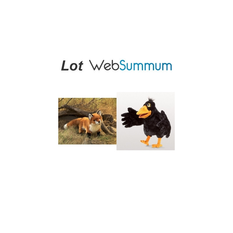 Animaux de la forêt Lot le corbeau et le renard marionnette à main ventriloque