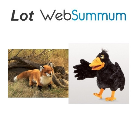 Animaux de la forêt Lot le corbeau et le renard marionnette à main ventriloque