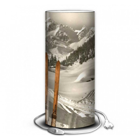 Lampe montagne vintage ski en bois -MO1637