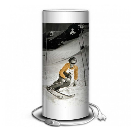 Lampe montagne vintage skieur jaune -MO1642