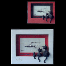 Animaux-Bois-Animaux-Bronzes.com propose Chat Cadre Photo Dubout rouge -DUB42