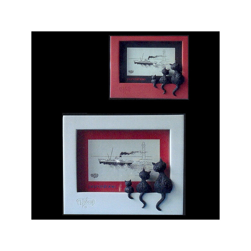 Animaux-Bois-Animaux-Bronzes.com propose Chat Cadre Photo Dubout rouge -DUB42