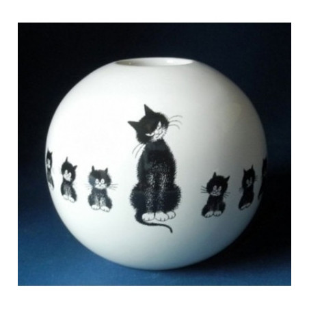 Animaux-Bois-Animaux-Bronzes.com propose Chat Vase round alignement 11cm Dubout -DUB104