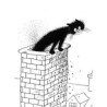 Animaux-Bois-Animaux-Bronzes.com propose Chat sur les toits Albert Dubout -DUB80