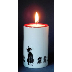 Animaux-Bois-Animaux-Bronzes.com propose Chat Dubout porte-bougie cylindre h.8cm-alignement -DUB113