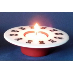 Animaux-Bois-Animaux-Bronzes.com propose Chat Dubout porte-bougie plat h.3cm 0.11-alignement -DUB116